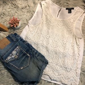 Small white boho tank top from forever 21